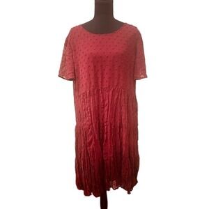 NWT Boho Milkarose "The Hannah" Swiss Dot Tiered Dress - Burgundy Wine Feminine